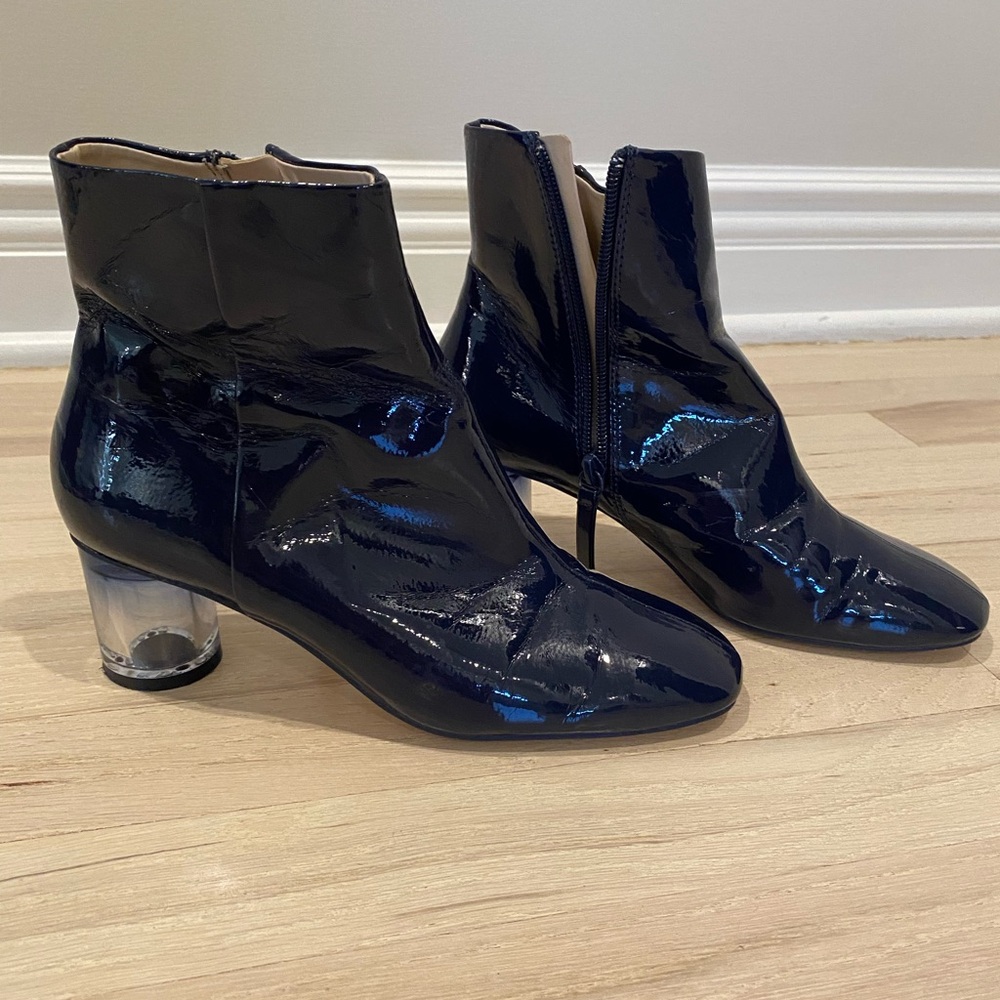 Zara shiny blue ankle boots 36 5.5